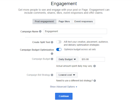 Facebook ads engagement 